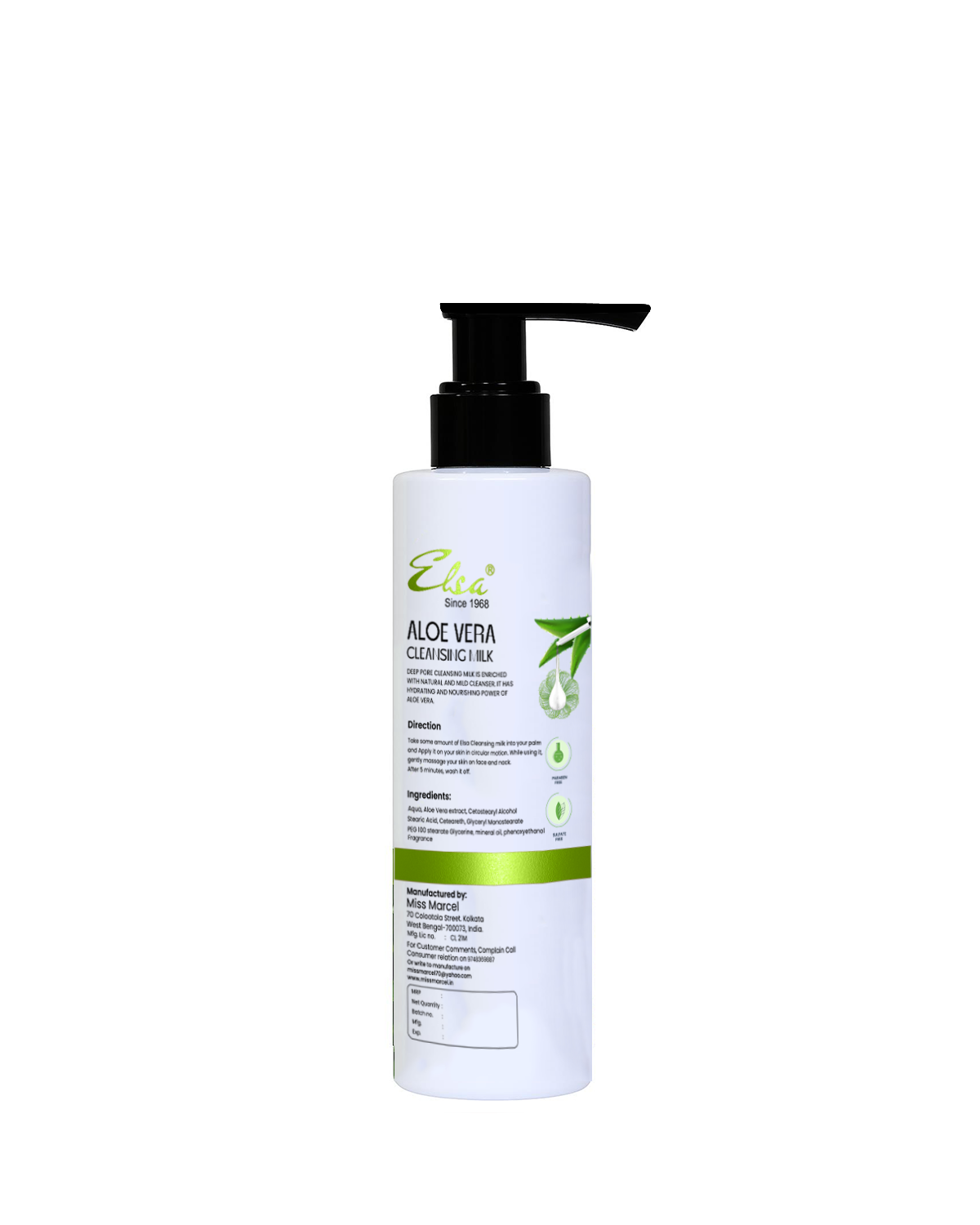 Elsa Aloe Vera Cleansing Milk enriched with Natural Aloe Vera Extract.