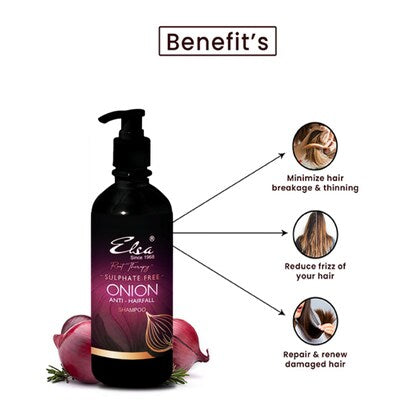 Elsa Anti hair fall ONION SHAMPOO with pure fermented onion - Sulphate free and Paraben free